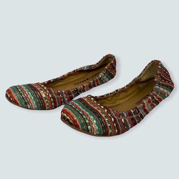 Lucky Brand Emmie Ballet‎ Flats Sequin Embroidered Size 6.5 Round Toe Bohemian - Picture 4 of 11
